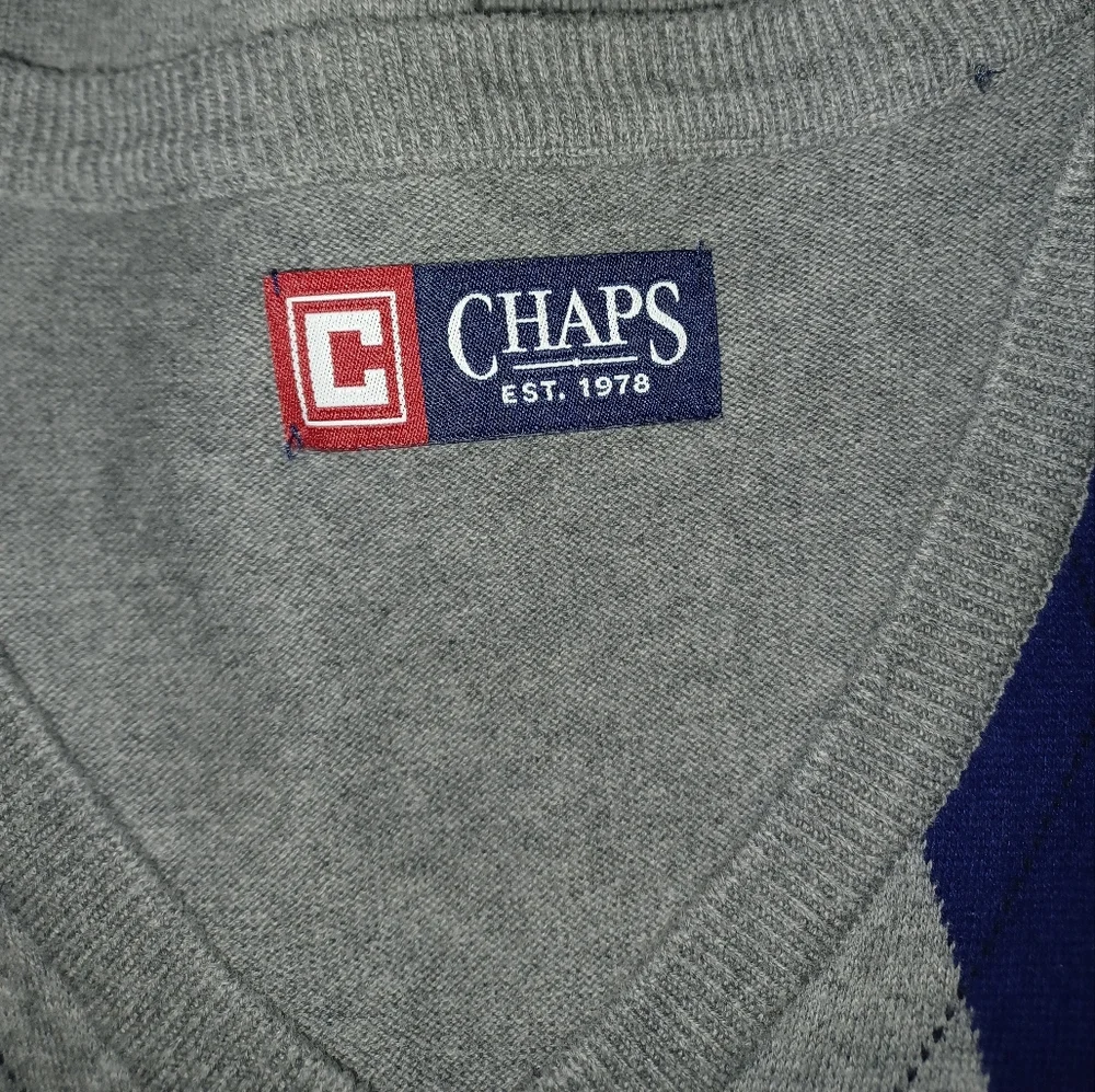Chaps | Gray Argyle Sweater Vest - Picture 5 of 5